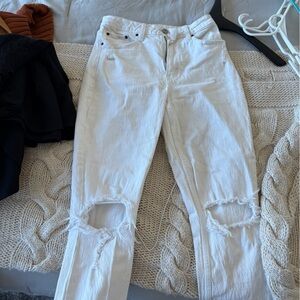 Abercrombie & Fitch Cream High Rise Jeans (The Mom High Rise)